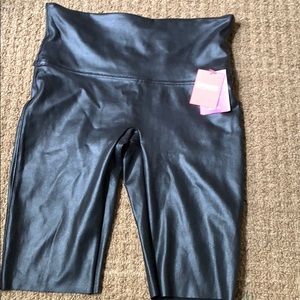 NWT SPANX faux leather biker shorts (shaping)